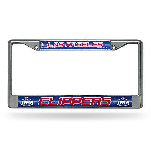Rico Industries NBA Bling Chrome License Plate Frame with Glitter Accent, Los Angeles Clippers