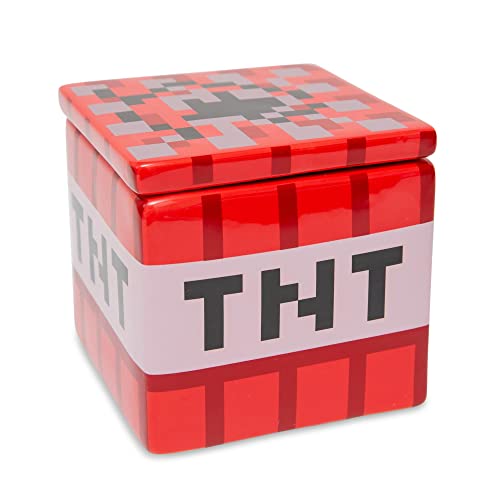 Minecraft TNT Block 6-Inch Ceramic Cookie Jar Container With Lid | Kitchen Storage For Snacks