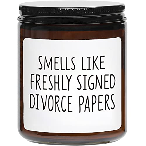 Divorce Candle Gifts for Women, New Beginnings Gifts for Women, Break Up Gifts for Her, Friends, Sister, BFF, Coworkers, Happily Divorced Gift, Freshly Signed Divorce Papers Sandalwood Rose Candle