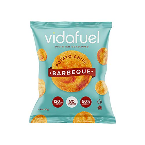 VidaFuel Healthy Snack Chips, Kidney Friendly, Heart Healthy, Dietitian Developed, Low Calorie, Low Fat, Low Sodium, Barbeque Flavor, 0.7 Ounce Bag, Pack of 12