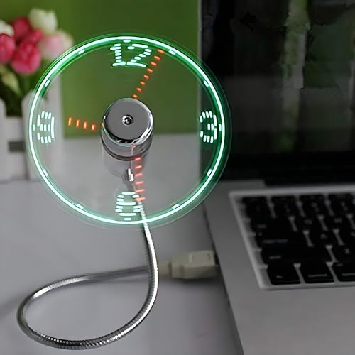 ONXE LED USB Clock Fan with Real Time Display Function,Stocking Stuffers for Men Christmas Gadgets,1 Year Warranty (Clock