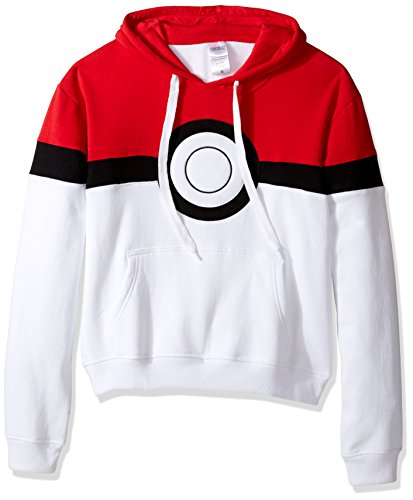 Pokemon Men's Pokeball Hoodie Sweatshirt, Red/White, X-Large