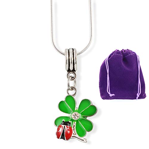 Ladybug Necklace | Ladybug Jewelry for Women Four Leaf Clover Snake Chain Necklace Gift for Women and Men Good Luck Charm