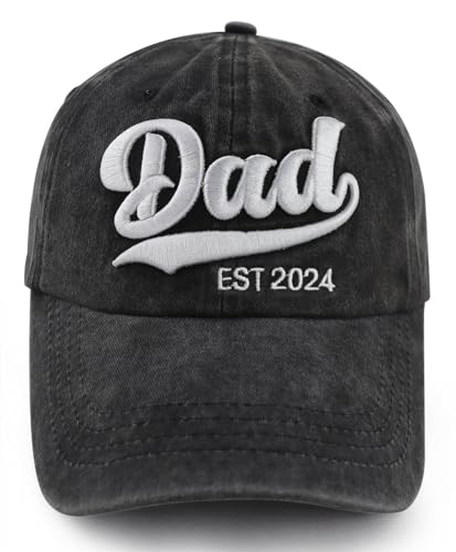 New Dad Gifts for Men, Funny Dad Est 2024 Hat, Adjustable Cotton 3D Embroidered World's Best Dad Baseball Cap, Fathers Day Birthday Gifts for Him Husband Papa Daddy Friends
