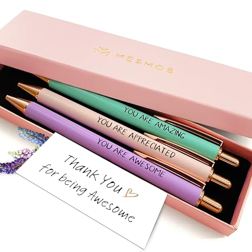 MESMOS 3pc Fancy Pen Set for Women, Thank You Gifts for Women, Nice Cute Pens, Boss Lady Gifts for Coworkers, Teacher Pens, Employee Appreciation Gifts, Office Gifts for Coworkers, Nice Cute Pens