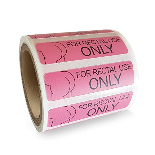 Rectal Use Only Stickers (200 Pink Tabs) Funny Gag Joke Gifts - Prank Your Friends and Make Them Laugh (1.5' x .375')