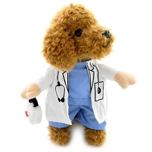 SELMAI Cool Doctor Halloween Costume for Small Dog Cat Puppy Party Holiday Outfits Fancy Dress Chihuahua Clothes Size M