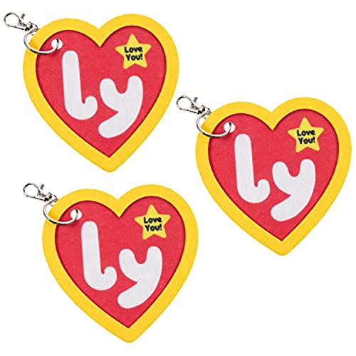 LY Dog Tag Keychain - Cute Pet Clip-On Heart Shaped Halloween Costume Accessory (3-pack)