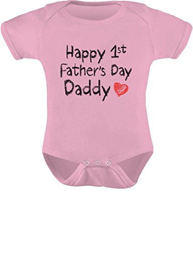 Happy 1st Father's Day Daddy Baby Boy Girl Outfit Gifts for New Father First Time Dads Infant Bodysuit Newborn Pink