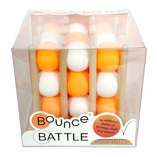 Bounce Battle] Wood Edition Game Set - Multiplayer Fun Games for Kids & Adults - Addictive Bounce Ball Games w/Multiple Battle Styles - Ultimate Family Games of Strategy & Chance - Gift for Kids