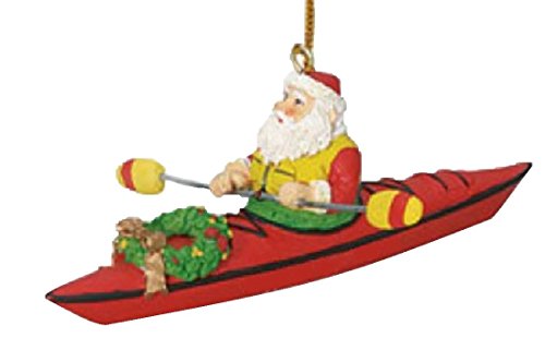 Santa on a Kayak Christmas Tree Holiday Decoration Ornament,Resin