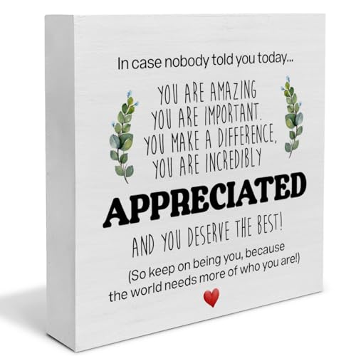 Motivational Gift Ideas - Thank You Gifts for Women Friends Men Coworker - Appreciation Gifts for Coworker - Inspirational Quote Box Sign Home Office Cubicle Desk Decor - 5 x 5 Inches