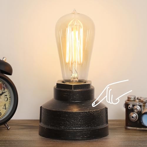 Boncoo Touch Control Table Lamp Vintage Desk Lamp Small Industrial Touch Light Bedside Dimmable Nightstand Lamp Steampunk Accent Light Edison Lamp Base Antique Night Light for Living Room Bedroom