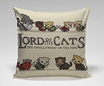 Lord of the Cats Parody Movie Parody Movie Lord of the Ring Cotton Linen Pillow Cover 18 X 18 Inch
