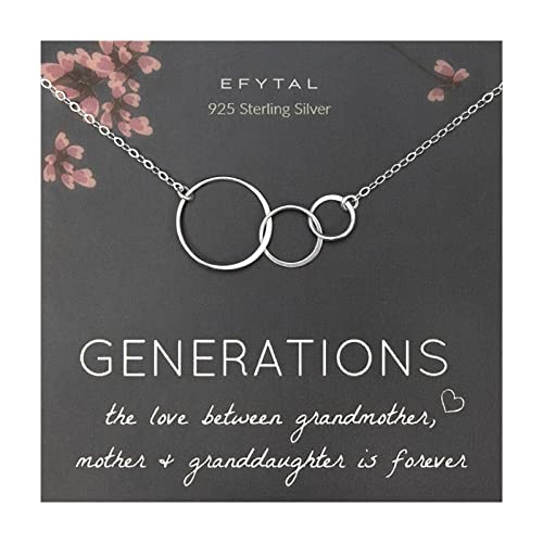 EFYTAL 3 Generations Necklace - Grandmother Christmas Gifts, Perfect Grandma Birthday Gifts, Present for Grandma|Nana|Gigi|Grandmother, New Grandma Gift