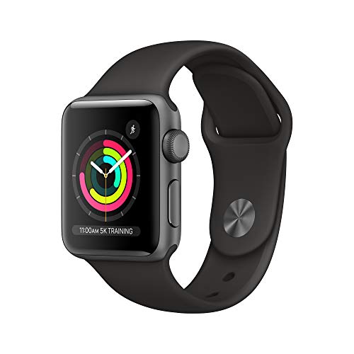 Apple Watch Series 3 [GPS 38mm] Smart Watch w/Space Gray Aluminum Case & Black Sport Band. Fitness & Activity Tracker, Heart Rate Monitor, Retina Display, Water Resistant