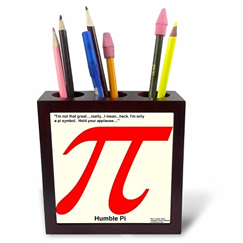 3dRose Londons Times Offbeat Cartoons - Science/Math - Pi Are Humble - 5 inch tile pen holder (ph_44977_1)