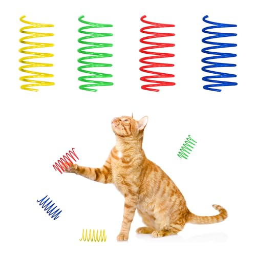 SPOT Wide Colorful Springs Cat Toy - Bouncy Toys for Medium Indoor Cat Breeds to Bite, Swat, Chase - Keeps Cats & Kittens Entertained for Hours - Includes Ten 2” Wide Spiral Springs, Assorted Colors