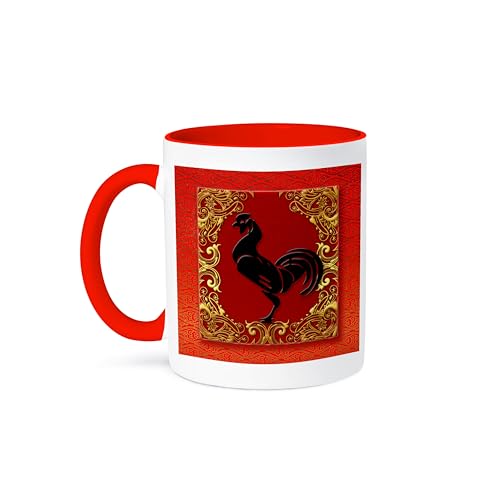 3dRose Chinese Zodiac Year of the Rooster Chinese New Year Red, Gold and... - Mugs (mug_101850_10)