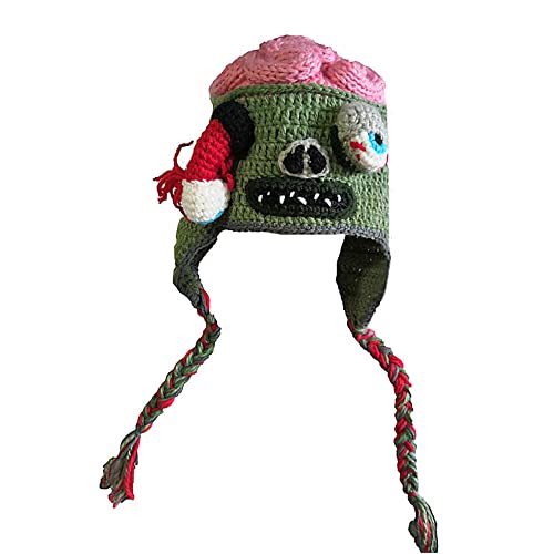 SUNONE11HKA Zombie Eyes Knitted Beanies Party Halloween Costume Accessory Gift hat (Adult 53-61cm) Green