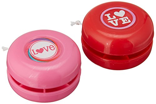 Amscan Valentine's Day Plastic Yo-Yo Party Toy Favor Giveaway (Pack of 12), Pink/Red, 1 1/2' x 7/8'
