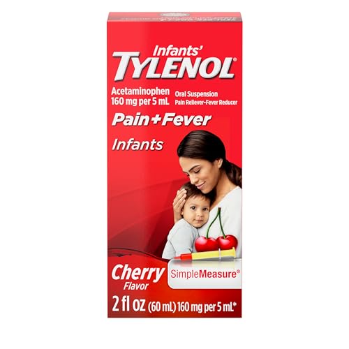 Tylenol Infants Liquid Pain Relief & Fever Medicine, Oral Suspension, Acetaminophen for Sore Throat, Headache & Teething, Pain Reliever & Fever Reducer for Kids; Cherry Flavor, 2 Fl. Oz.; Pack of 1