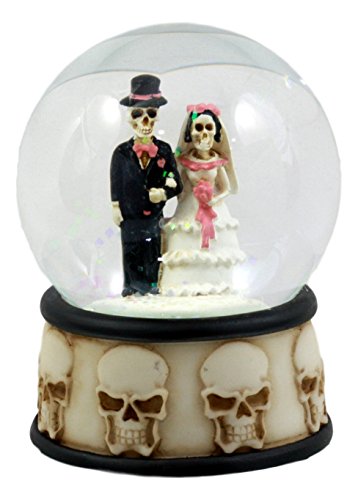 Ebros Love Never Dies Skeleton Wedding Couple Small Water Globe Figurine Day of The Dead Wedding Gift Decor Dias De Los Muertos