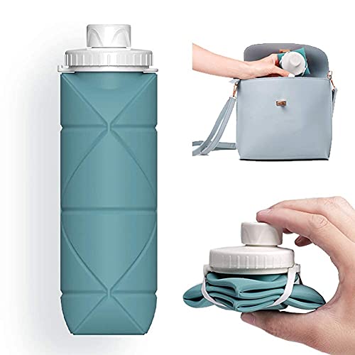 SPECIAL MADE Collapsible Water Bottles Cups Leakproof Valve Reusable BPA Free Silicone Foldable Travel Water Bottle Cup for Gym Camping Hiking Travel Sports Lightweight Durable (Dark Green)
