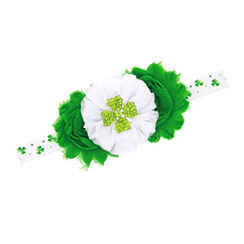 St. Patrick's Day Baby Girls Hair Band Green Clover Diamond Flower Headband JHSP01