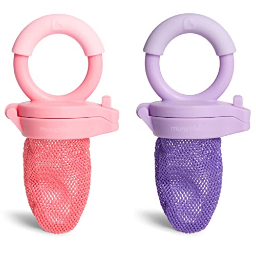 Munchkin Baby Feeder for Fresh Food and Fruit, 2 Pack, Coral/Purple