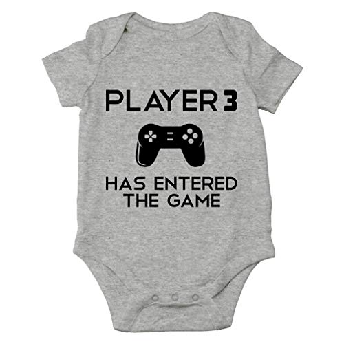 AW Fashions Player 3 Has Entered The Game Baby Bodysuit Newborn Boy Cute Romper Girl Clothes Romper (6 Months, Sports Grey)