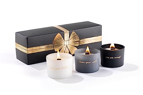 Janos Fernando Aromatherapy Candle Gift Set - Soy Scented Candles with Essential Oils -Motivational Words, Ideal for Relaxation