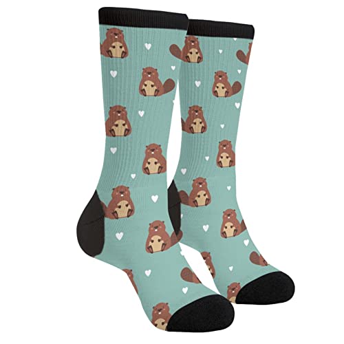 Jedenkuku Cute Beavers Wild Animal Novelty Fun Crew Socks Fashion Comfortable Men'S And Women'S Socks