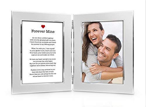 'Forever Mine' Romantic Love Poem Picture Frame Set - Premium Double Hinged Photo Frames - Gift for Dad, Husband, Grandpa, Men - Perfect Present for His Birthday, Father's Day, Christmas