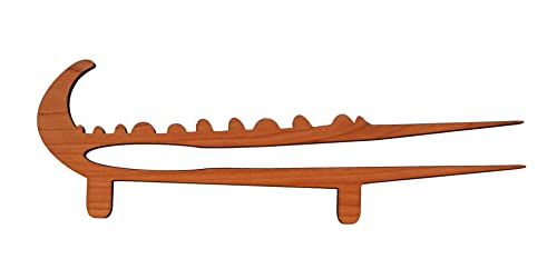 Crocodile Toaster Tongs and Oven Rack Pull, Solid Cherry Wood