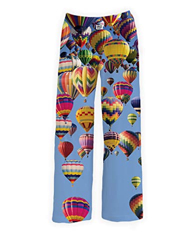 BRIEF INSANITY Silky Hot Air Balloon Pajama Pants - Comfy Cool Loungewear Bottoms (X-Large, Multicolored)