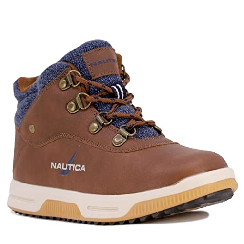 Nautica Kids Boys Work Chukka Boot Youth Casual Bootie Hiking Boots Ankle High Outdoor Trekking Shoes For Little Kids And Big Kids-Camp Gaw-Tan Navy Orange-3