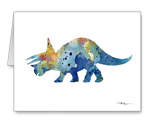 DJ Rogers Fine Art Triceratops - Set of 10 Dinosaur Note Cards With Envelopes