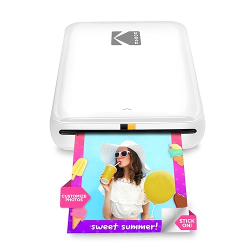 KODAK Step Instant Smartphone Photo Printer - Portable Mini Color Wireless Mobile Printer - Zink 2x3” Sticky-Back Photos - Bluetooth Compatible with iOS & Android Devices - Fun Editing App - White