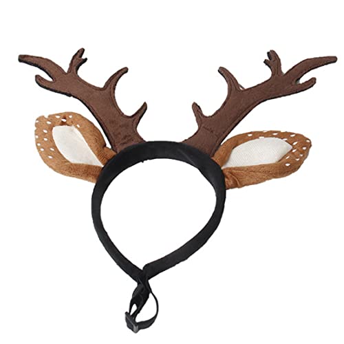 Reindeer Dog Antlers Headband,Pet Christmas Costume, Xmas Party Cosplay Puppy Costume Hairs Grooming Cap for Dogs Cats (L)