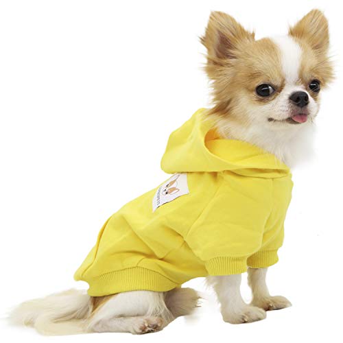 LOPHIPETS Dog Cotton Hoodies SweatShirts for Small Dogs Chihuahua Puppy Clothes Cold Weather Coat-Yellow/S