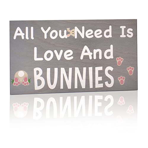 JennyGems Easter Decor, All You Need Is Love and Bunnies Wooden Sign, Gift for Bunny Owner, Easter Gifts, Made in USA