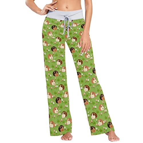 Women'S Pajama Pants Guinea Pigs Sleepwear Lounge Pajama Bottoms Green XS