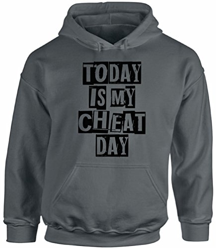 Awkward Styles Unisex Today Is My Cheat Day Funny Dieting Graphic Hoodie Tops Charcoal 2XL