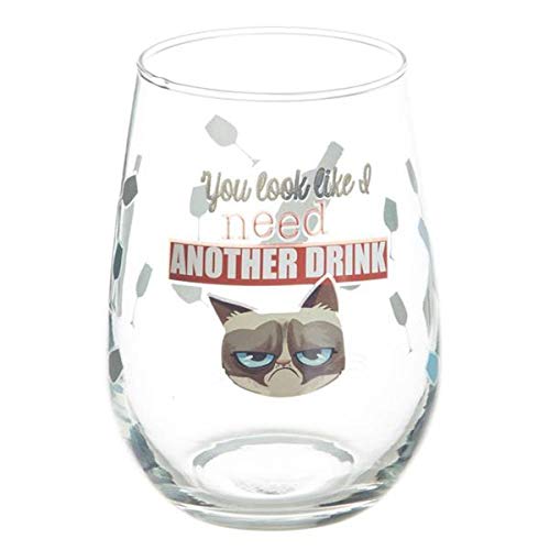 Grumpy Cat Stemless Wine Glass-' You Look Like I Need Another Drink'