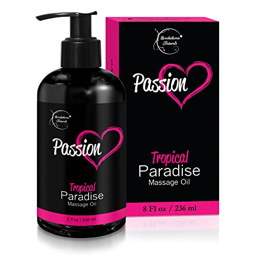 Passion Sensual Massage Oil for Couples | 100% Natural Body Massage Oil for Date Night with Jojoba Oil | Relaxing Massage Oil for Massage Therapy | Perfect Glide & Smooth Skin, Tropical Paradise Scent