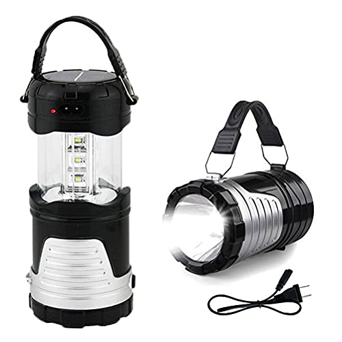 Operkey LED Camping Lantern Portable Outdoor Flashlight with Solar Panel, Camping Gear Handheld Flashlights 2-in-1 Camping Lights for Hiking, Camping , Emergencies, Hurricanes, Outages (1 Pack)