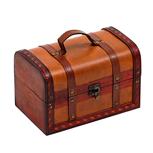 Trademark Innovations Small Wood and Leather Decorative Chest