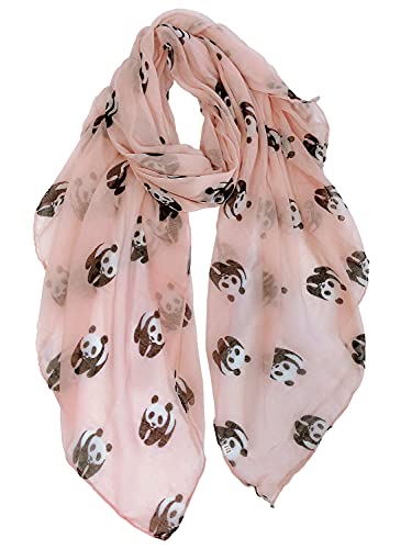 GERINLY Light Pink Panda Bear Wrap Scarfs for Ladies Cute Pandas Gifts for Women