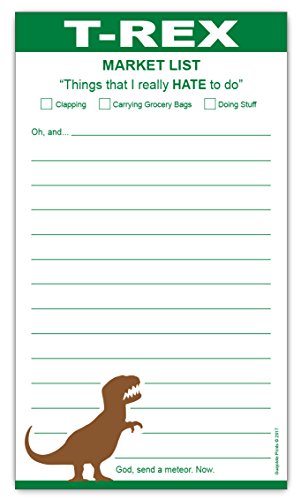 Guajolote Prints Funny Magnetic Grocery List, T-Rex Novelty Gag Gift, 4.25 x 7.5 inch